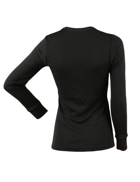 Shirt long sleeves woman black or off-white Merino Wool with lace