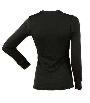 Shirt long sleeves woman black or off-white Merino Wool with lace