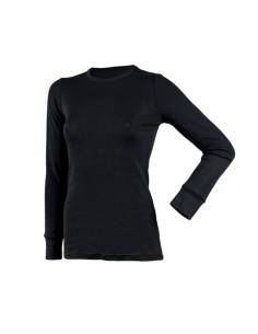 Shirt long sleeves woman black or off-white Merino Wool with lace