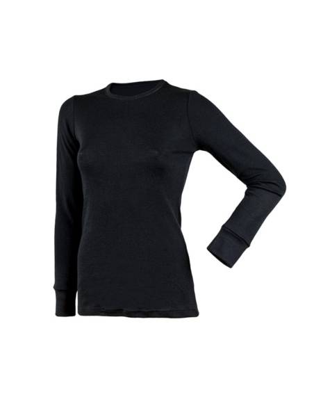 Shirt long sleeves woman black or off-white Merino Wool with lace