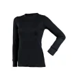 Shirt Frau schwarz oder cremefarbener Merinowolle lange Ärmel mit Spitze