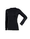 Shirt long sleeves woman black or off-white Merino Wool with lace