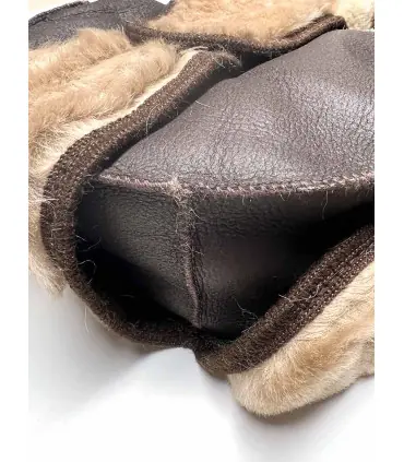 Nordic Chapkas Genuine sheepkin leather brown