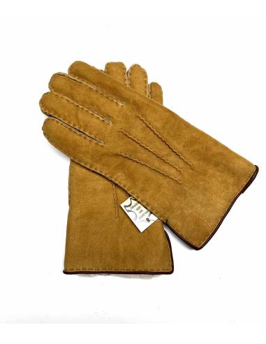 Gants luxueux peau d'agneau lainée type aviateur