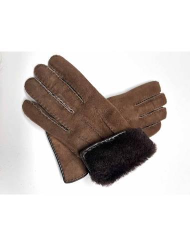 Gants luxueux peau d'agneau lainée type aviateur