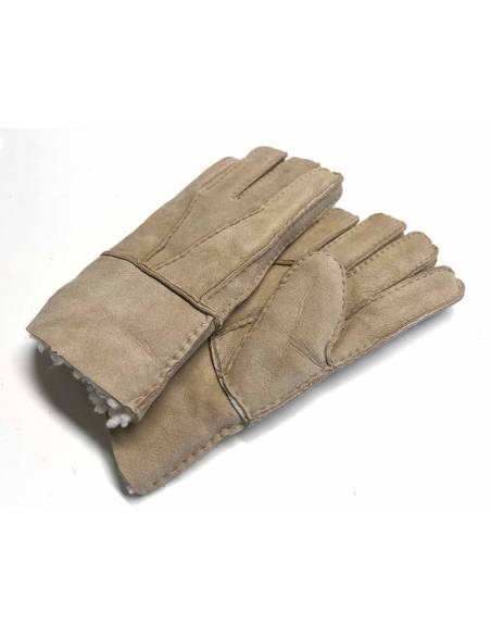 Gants peau de mouton lainé beige femme