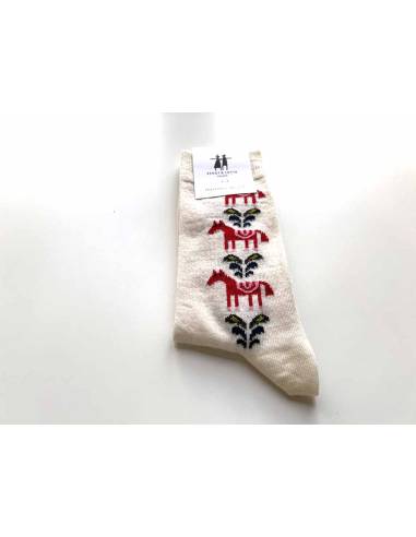 Chaussettes à motifs chevaux en laine mérinos