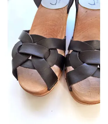 Women  high heels Swedish wooden Sandals in Nubuck leather