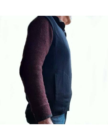 Veste sans manches chaude homme pure laine mérinos noir