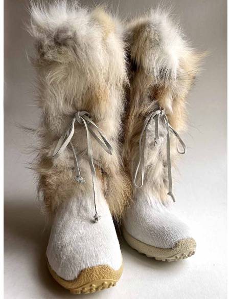 Bottes luxueuses femme fourrure et cuir de vache qualité exceptionnelle douce et à la mode 
