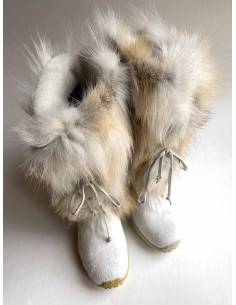 Bottes luxueuses femme fourrure et cuir de vache et lapin  2