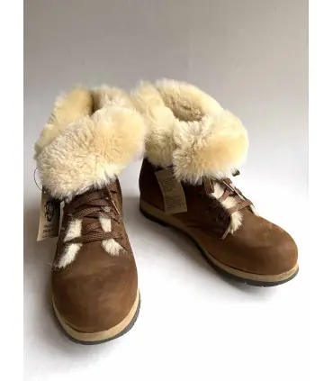 boots après ski moka mixtes cuir et peau de mouton lainée 