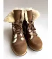 Mixed mocha leather and wool sheepskin boots by olang Iceland