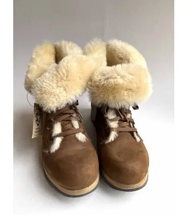 Bottines moka mixtes cuir et peau de mouton lainée boots bottes courtes 