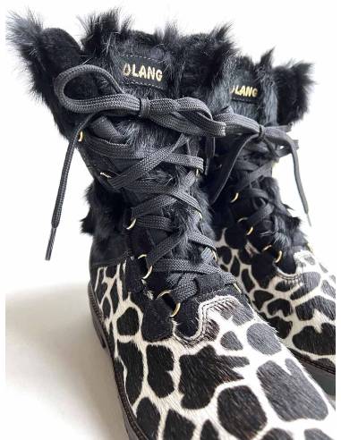 Olang Botas de piel negra y leopardo para mujer Morgana