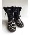 Olang women's boots with black or white rabbit fur and cowhide leather - Morgana