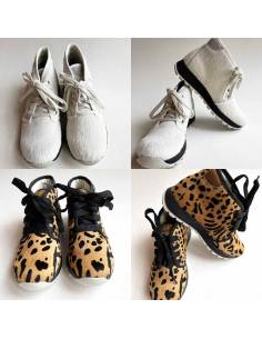 Sneakers Baskets de ville pour femme à motifs léopard et blanc
