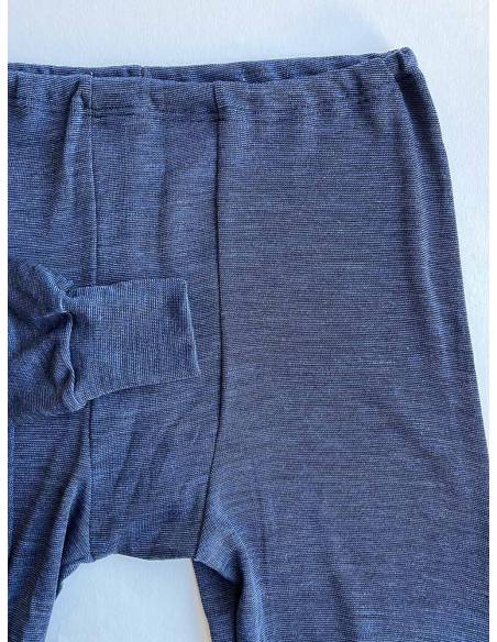Caleçon leggins homme en laine mérinos et soie bleu legging et cheville Resserrée