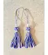 Pampilles Romantic tassels in Blue gold and ecru white