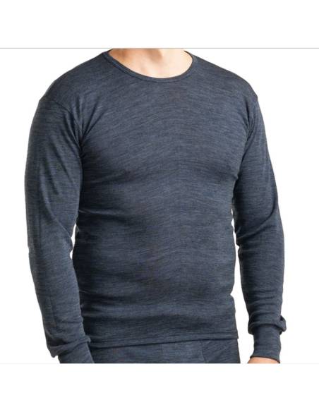 Hombre Jersey camisa mango largo de Lana y Seda
