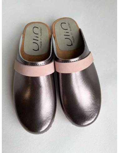 Zuecos suecos únicos y metálicos en ante nubuck y cuero vegetal