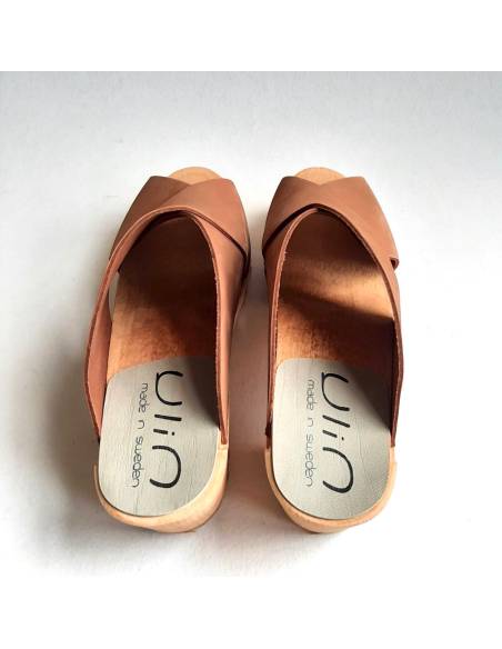 Wooden swedish women sandal organic leather Diva
