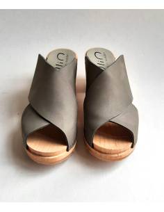 Wooden swedish women sandal organic leather Diva 2