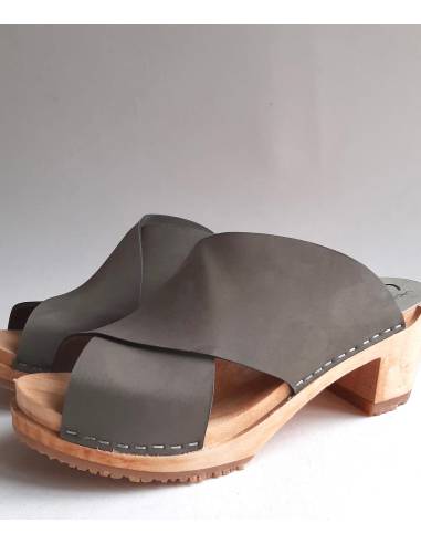 Schwedische Sandale Holz und Gemüse Leder Diva