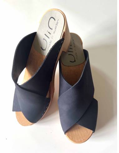 Sandalia de madera mujer en cuero organico Diva