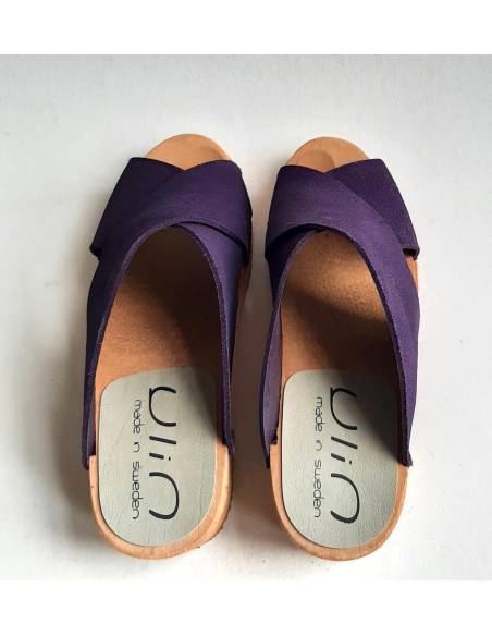 Wooden swedish women sandal organic leather