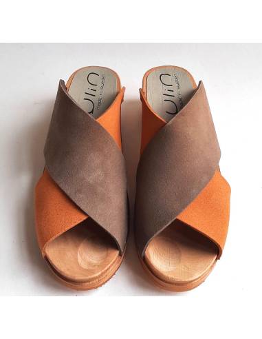 Wooden swedish women sandal organic leather