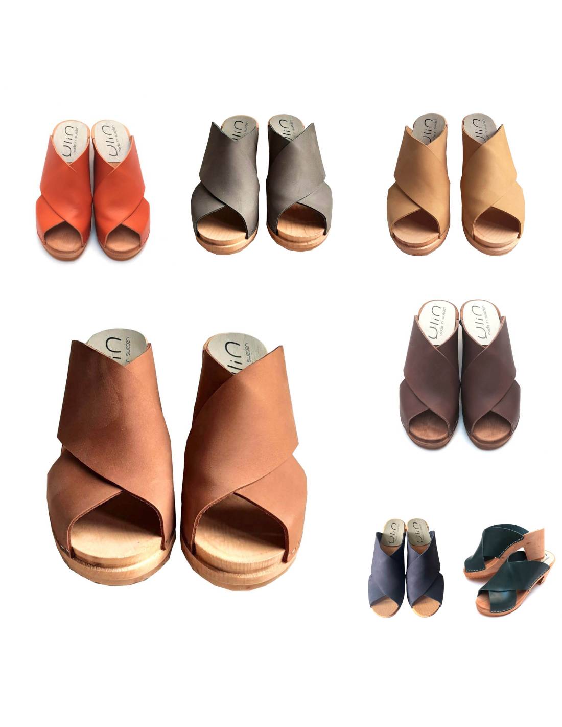 Sandale mule suedoise bois et cuir végétal Diva