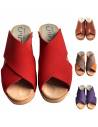 Sabot suedois vintage semelle orthopédique bois et cuir végétal cuir rouge