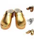 Womens Leather swedish wooden clogs silver or bronze - Esprit Nordique