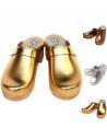 Damen Schwedische Holzschuhe und Leder silber oder bronze