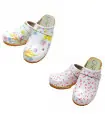 Sabots femme suédois bois et cuir liberty rose
