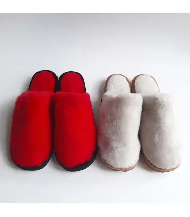 Women's nordic slippers in guenuine lambskin