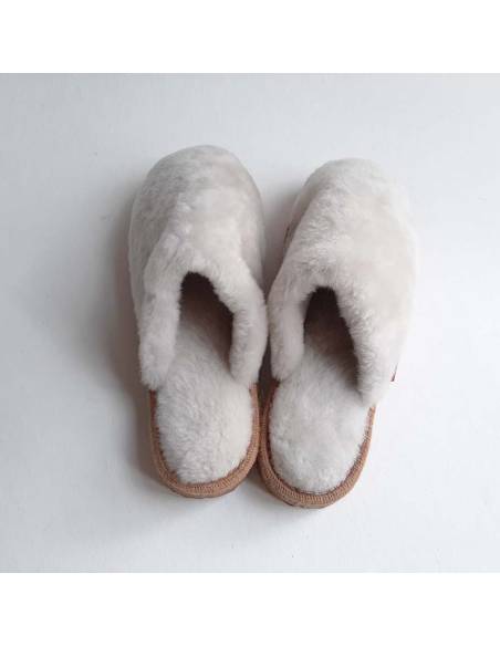 Chaussons mules en peau d'agneau femme blanc