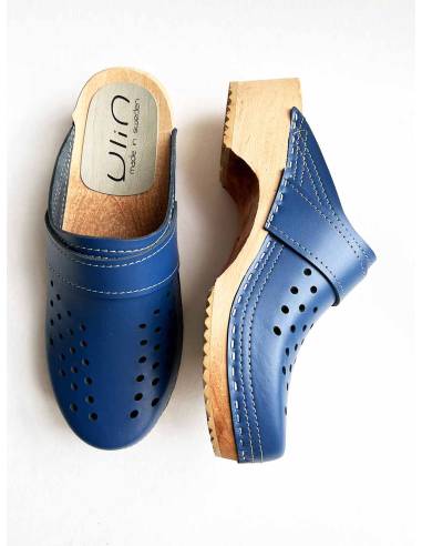 Sabot respirant homme cuir ajouré bleu cobalt