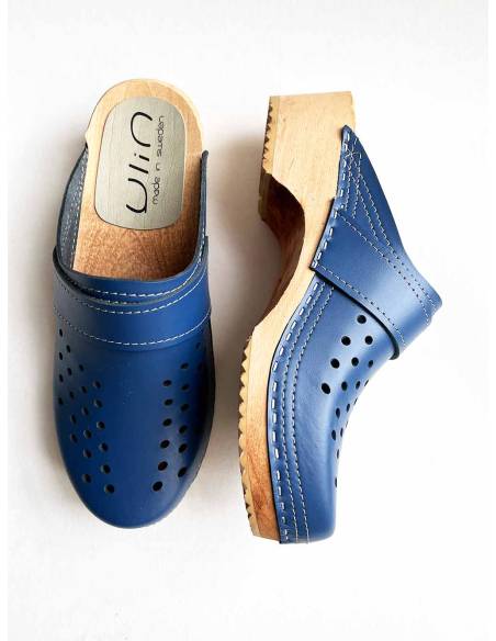 Sabot respirant homme cuir ajouré bleu cobalt