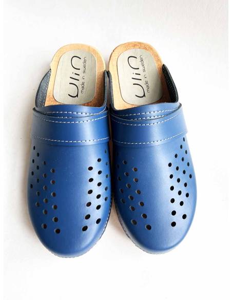 Sabots suédois homme Ylin cuir perforé bleu cobalt 