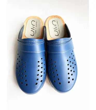 Sueco zuecos de madera cuero para hombre