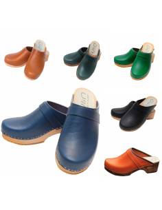 Men's Swedish tanned vegetal leather wooden clogs