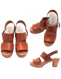 Sandals Swedish woman wood leather bare feet heels