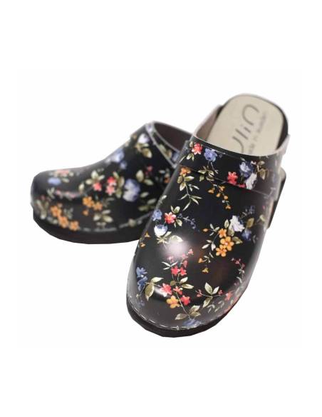 Sabots femme de jardinage en cuir noir liberty
