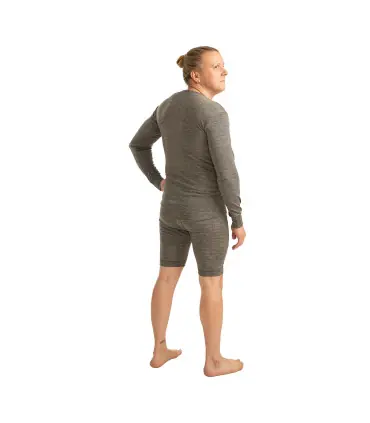 Maillot homme en laine et soie gris manches longues