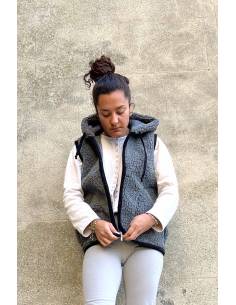 Chaqueta de lana pura sin mangas con cremallera y Capucha 2
