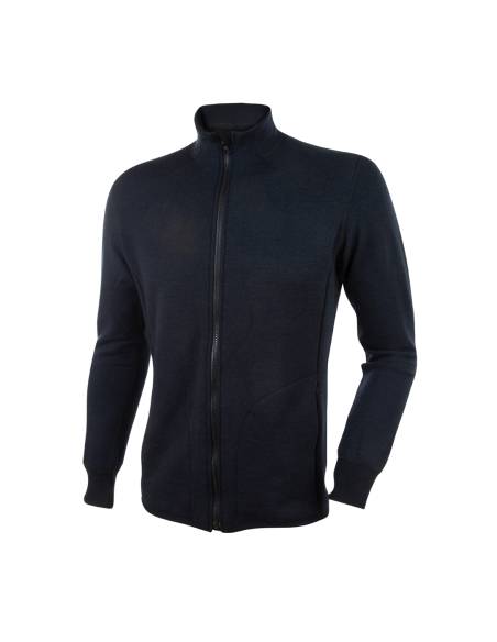 Veste sport jogging homme en laine mérinos noir lisse