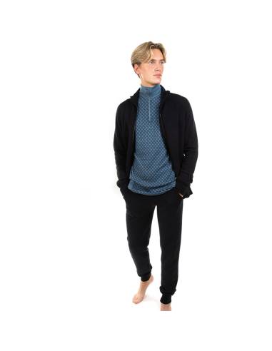 Veste sport jogging homme en laine mérinos noir lisse