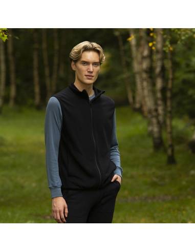Veste sans manches chaude homme pure laine mérinos noir